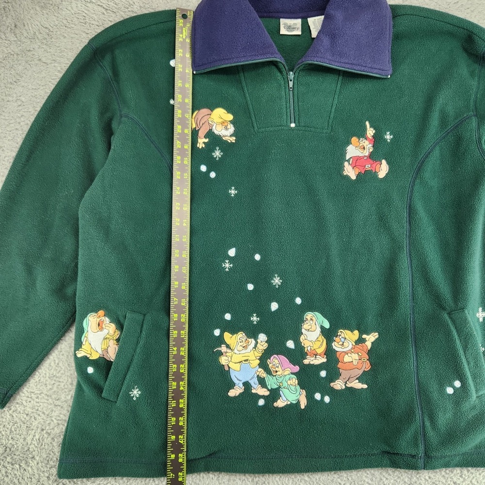 Vintage 90s Disney Catalog Seven Dwarfs Green 1/4 Zip Fleece Jacket Womens 2X - Picture 5 of 5